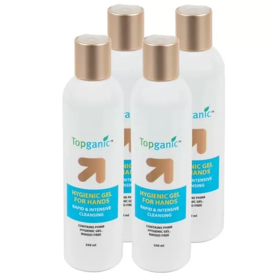 Set 4 x Gel igienic pentru maini cu aloe Topganic, 250ml Set 4 x Gel igienic pentru maini cu aloe Topganic, 250ml