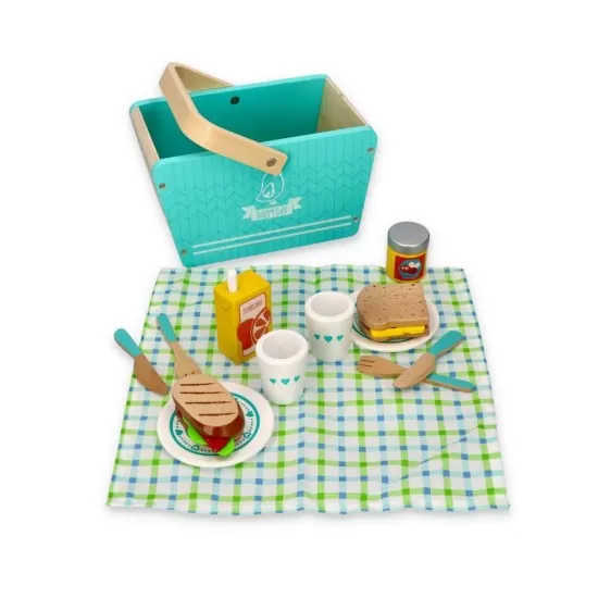 Set de joaca 26 piese din lemn, cos pentru picnic Lelin L40203 Set de joaca 26 piese din lemn, cos pentru picnic Lelin L40203