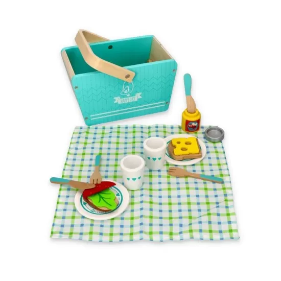 Set de joaca 26 piese din lemn, cos pentru picnic Lelin L40203 Set de joaca 26 piese din lemn, cos pentru picnic Lelin L40203