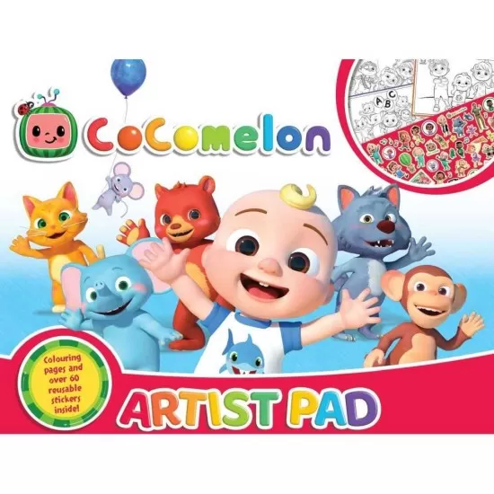 Bloc de colorat Cocomelon Artist Pad cu stickere Alligator AB3305CMAR Bloc de colorat Cocomelon Artist Pad cu stickere Alligator AB3305CMAR