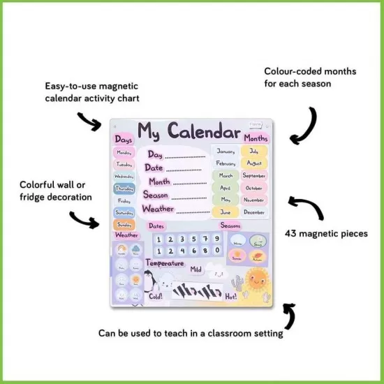 Calendarul meu magnetic 40 piese Fiesta Crafts Calendarul meu magnetic 40 piese Fiesta Crafts