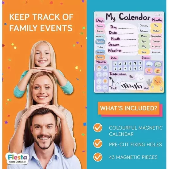Calendarul meu magnetic 40 piese Fiesta Crafts Calendarul meu magnetic 40 piese Fiesta Crafts