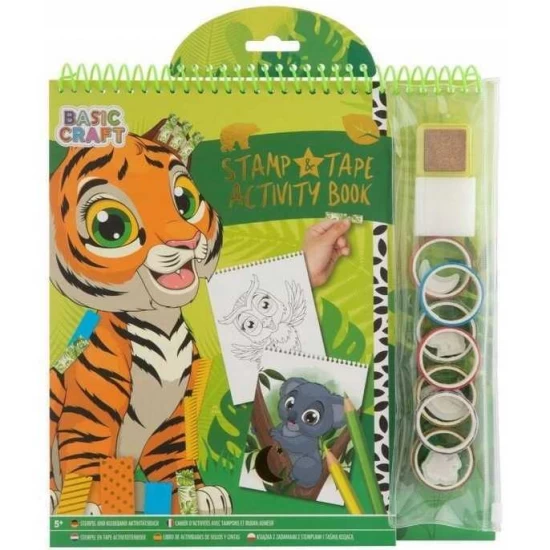 Carte de colorat cu activitati, benzi adezive decorative si stampile, 33 piese Moxy GR100099 Carte de colorat cu activitati, benzi adezive decorative si stampile, 33 piese Moxy GR100099