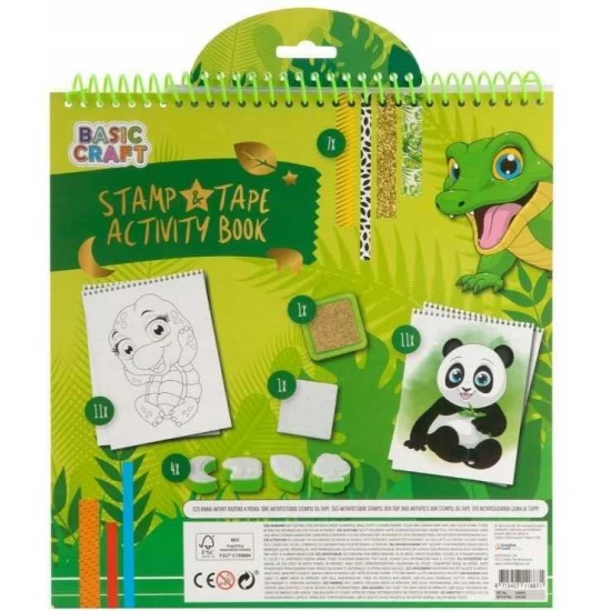 Carte de colorat cu activitati, benzi adezive decorative si stampile, 33 piese Moxy GR100099 Carte de colorat cu activitati, benzi adezive decorative si stampile, 33 piese Moxy GR100099