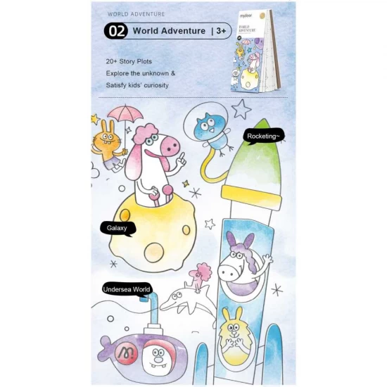 Carte de colorat cu apa, pensula de pictat si culori incluse, 19 x 8 x 1.3 cm, World Adventure Mideer MD4225 Carte de colorat cu apa, pensula de pictat si culori incluse, 19 x 8 x 1.3 cm, World Adventure Mideer MD4225