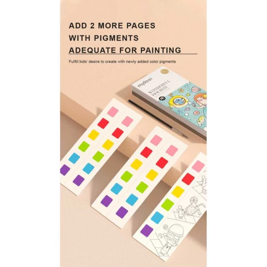 Carte de colorat cu apa, pensula de pictat si culori incluse, 19 x 8 x 1.3 cm, World Adventure Mideer MD4225 Carte de colorat cu apa, pensula de pictat si culori incluse, 19 x 8 x 1.3 cm, World Adventure Mideer MD4225