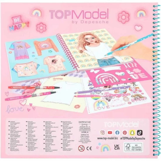 Carte de colorat TOPModel T-Shirt Talita Designer Depesche PT12769 Carte de colorat TOPModel T-Shirt Talita Designer Depesche PT12769