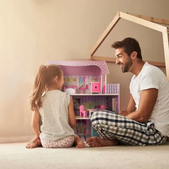 Casa de papusi cu 3 nivele si o inaltime de 70 cm Kruzzel Casa de papusi cu 3 nivele si o inaltime de 70 cm Kruzzel
