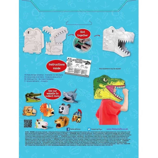 Coloreaza-ti propria Masca 3D T-Rex Fiesta Crafts FCT-3042 Coloreaza-ti propria Masca 3D T-Rex Fiesta Crafts FCT-3042