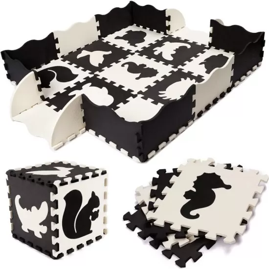 Covor puzzle cu laterale 25 piese Ikonka IK17566 Negru/Gri/Bej Covor puzzle cu laterale 25 piese Ikonka IK17566 Negru/Gri/Bej
