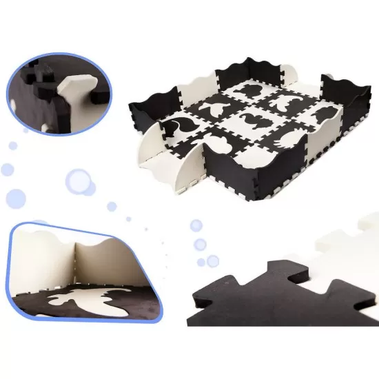 Covor puzzle cu laterale 25 piese Ikonka IK17566 Negru/Gri/Bej Covor puzzle cu laterale 25 piese Ikonka IK17566 Negru/Gri/Bej