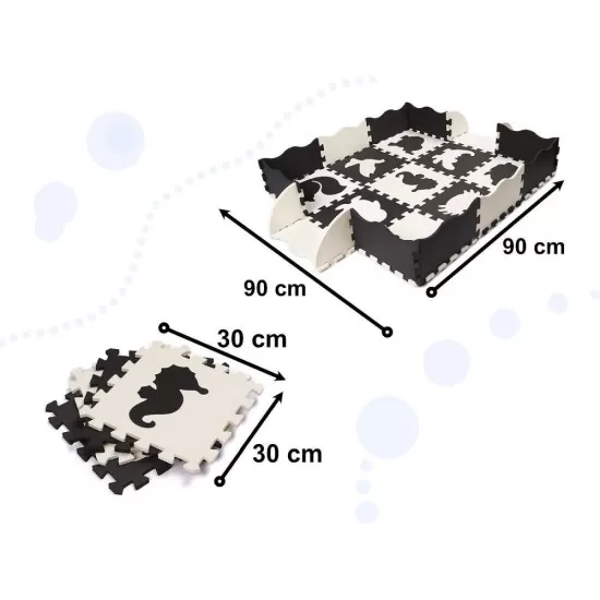 Covor puzzle cu laterale 25 piese Ikonka IK17566 Negru/Gri/Bej Covor puzzle cu laterale 25 piese Ikonka IK17566 Negru/Gri/Bej