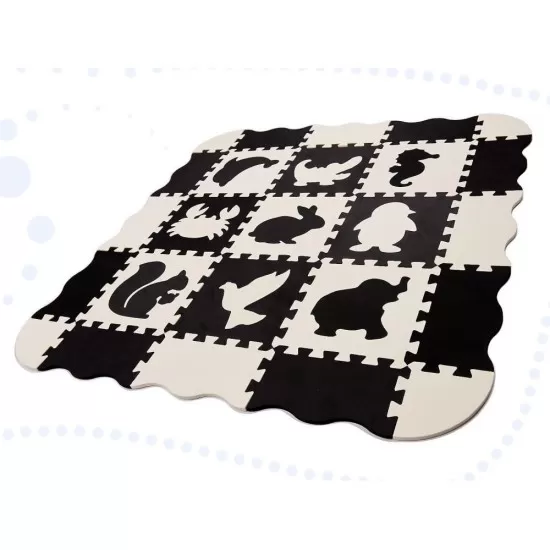 Covor puzzle cu laterale 25 piese Ikonka IK17566 Negru/Gri/Bej Covor puzzle cu laterale 25 piese Ikonka IK17566 Negru/Gri/Bej