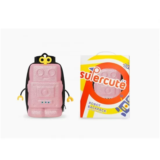 Ghiozdan prescolari Robot Stralucitor Supercute Roz Ghiozdan prescolari Robot Stralucitor Supercute Roz