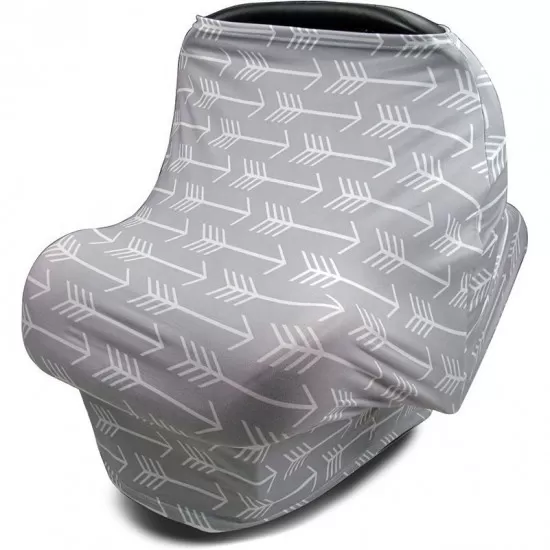Husa multifunctionala 4 in 1- Esarfa alaptare, husa pentru cosulet auto, cos cumparaturi si scaun de masa Bambinice Gri/Alb/Arrows Husa multifunctionala 4 in 1- Esarfa alaptare, husa pentru cosulet auto, cos cumparaturi si scaun de masa Bambinice Gri/Alb/Arrows