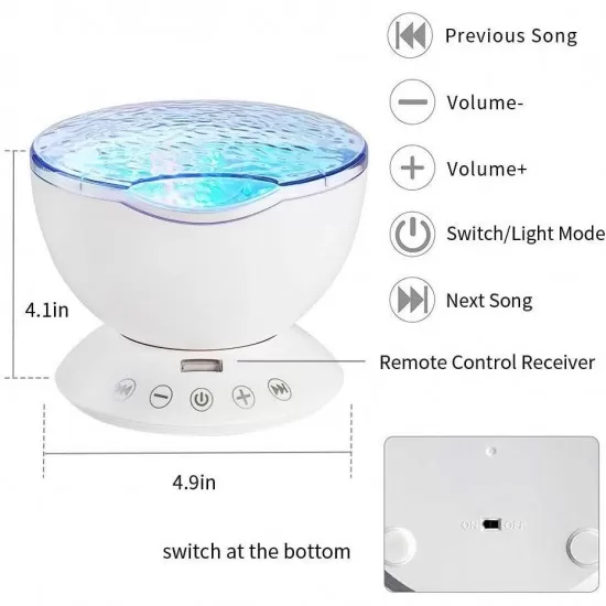 Lampa de veghe cu proiector si sunete Ocean Wave Bambinice Lampa de veghe cu proiector si sunete Ocean Wave Bambinice