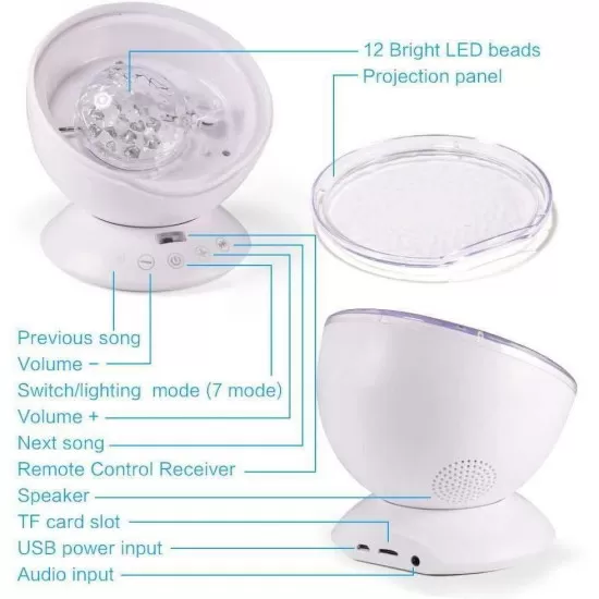 Lampa de veghe cu proiector si sunete Ocean Wave Bambinice Lampa de veghe cu proiector si sunete Ocean Wave Bambinice