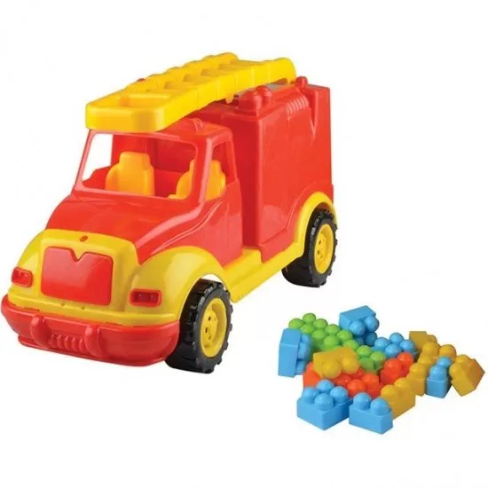 Masina pompieri 43 cm cu 38 piese constructie Ucar Toys UC85 Masina pompieri 43 cm cu 38 piese constructie Ucar Toys UC85