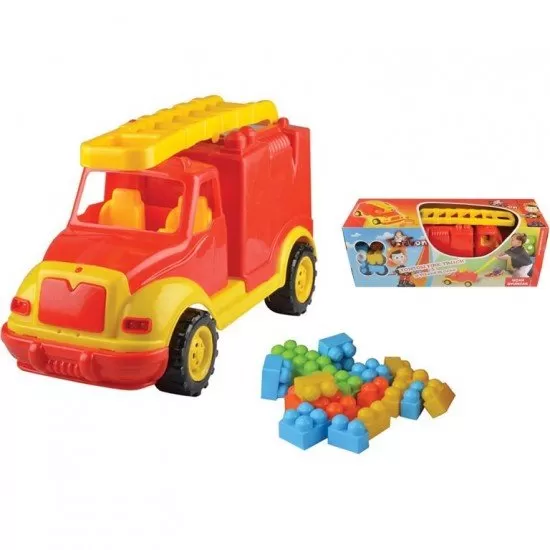 Masina pompieri 43 cm cu 38 piese constructie Ucar Toys UC85 Masina pompieri 43 cm cu 38 piese constructie Ucar Toys UC85