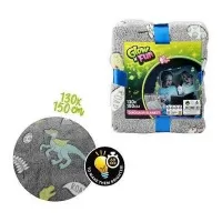 Paturica cu dinozauri fosforescenti 130x150 cm Toi-Toys TT35562A gri
