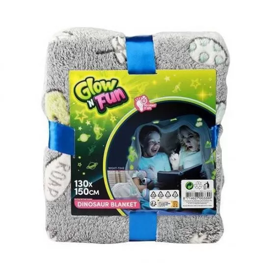 Paturica cu dinozauri fosforescenti 130x150 cm Toi-Toys TT35562A gri Paturica cu dinozauri fosforescenti 130x150 cm Toi-Toys TT35562A gri