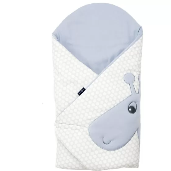 Paturica de infasat multifunctionala cu broderie Girafa Womar Zaffiro Gri/Alb AN-BWZF-05GR