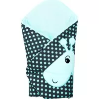 Paturica de infasat multifunctionala cu broderie Girafa Womar Zaffiro Gri Inchis/Turcoaz AN-BWZF-05GR