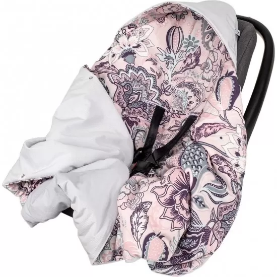 Paturica de infasat pentru scaun auto Velvet Infantilo IF19109 Boho Roz/Gri