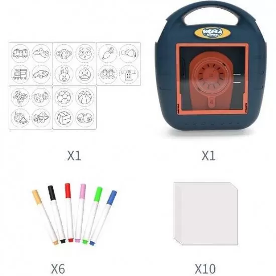 Proiector desen cu 20 sabloane si 6 carioci 22.5 x 18 x 6 cm Koala Diary KD80309 Albastru Proiector desen cu 20 sabloane si 6 carioci 22.5 x 18 x 6 cm Koala Diary KD80309 Albastru