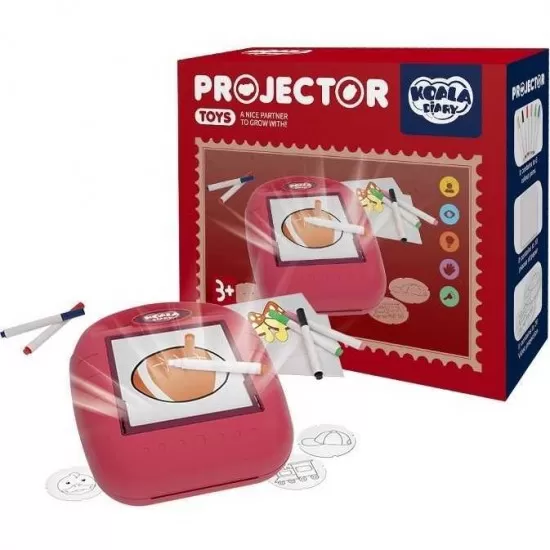 Proiector desen cu 20 sabloane si 6 carioci 22.5 x 18 x 6 cm Koala Diary KD80309 Roz