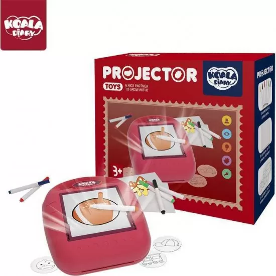 Proiector desen cu 20 sabloane si 6 carioci 22.5 x 18 x 6 cm Koala Diary KD80309 Roz