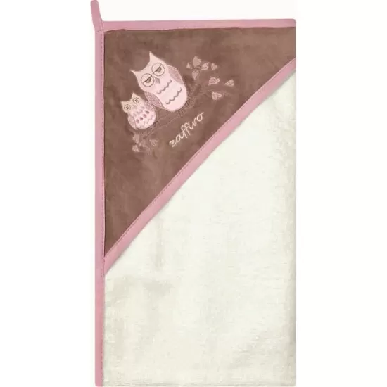 Prosop de baie cu gluga imprimeu velur 80 x 80 cm Womar Zaffiro Alb/Maro/Roz Prosop de baie cu gluga imprimeu velur 80 x 80 cm Womar Zaffiro Alb/Maro/Roz