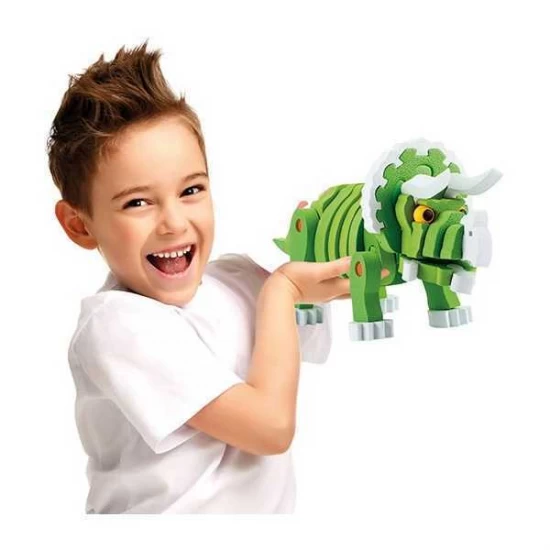 Puzzle 3D Spuma Dino Triceraptos 63 piese Toi-Toys Verde Puzzle 3D Spuma Dino Triceraptos 63 piese Toi-Toys Verde