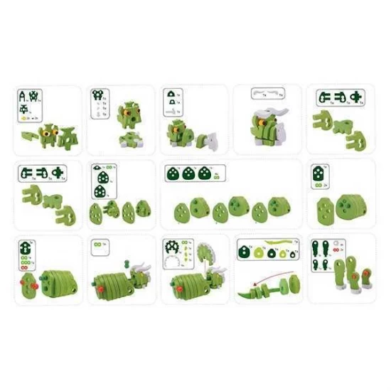 Puzzle 3D Spuma Dino Triceraptos 63 piese Toi-Toys Verde Puzzle 3D Spuma Dino Triceraptos 63 piese Toi-Toys Verde