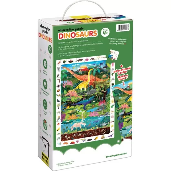 Puzzle Dinozauri 60 piese 48x68cm Banana Panda Puzzle Dinozauri 60 piese 48x68cm Banana Panda
