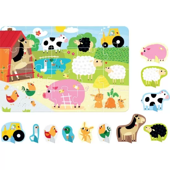 Puzzle educativ - Descopera animalele de la Ferma 20 piese 48x32cm Puzzle educativ - Descopera animalele de la Ferma 20 piese 48x32cm