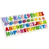 Puzzle lemn cu cifre si litere Iso Trade 39 piese