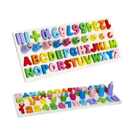Puzzle lemn cu cifre si litere Iso Trade 39 piese Puzzle lemn cu cifre si litere Iso Trade 39 piese