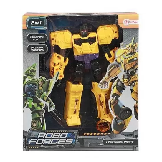 Robot transformabil in masina sport Roboforces 26 cm Toi-Toys TT30090Z galben Robot transformabil in masina sport Roboforces 26 cm Toi-Toys TT30090Z galben