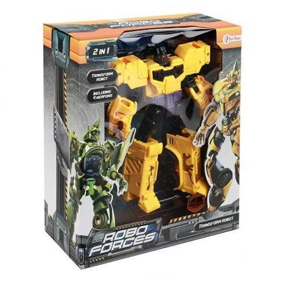 Robot transformabil in masina sport Roboforces 26 cm Toi-Toys TT30090Z galben Robot transformabil in masina sport Roboforces 26 cm Toi-Toys TT30090Z galben
