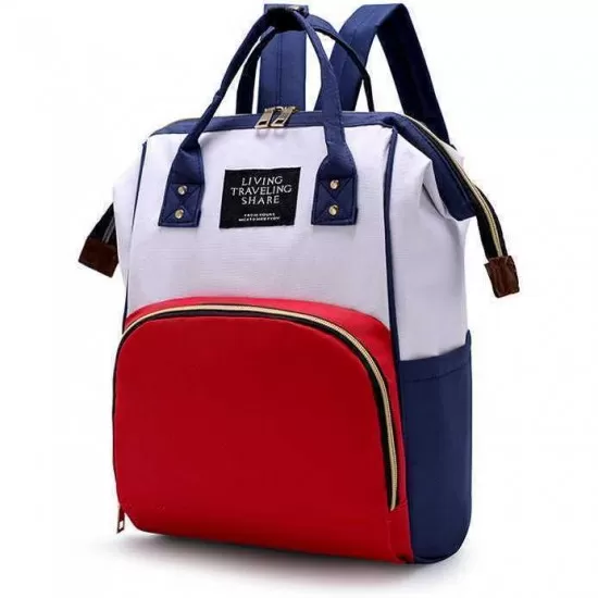 Rucsac multifunctional mamici Colors Bambinice BN031 Bej/Albastru/Rosu Rucsac multifunctional mamici Colors Bambinice BN031 Bej/Albastru/Rosu