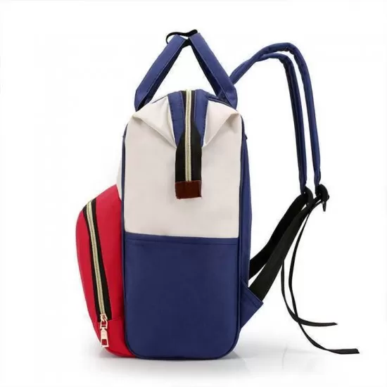 Rucsac multifunctional mamici Colors Bambinice BN031 Bej/Albastru/Rosu Rucsac multifunctional mamici Colors Bambinice BN031 Bej/Albastru/Rosu