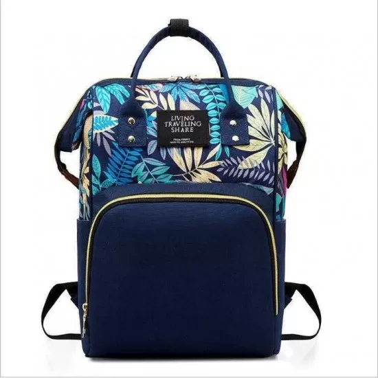 Rucsac multifunctional mamici Leaves Bambinice BN028 Albastru Rucsac multifunctional mamici Leaves Bambinice BN028 Albastru