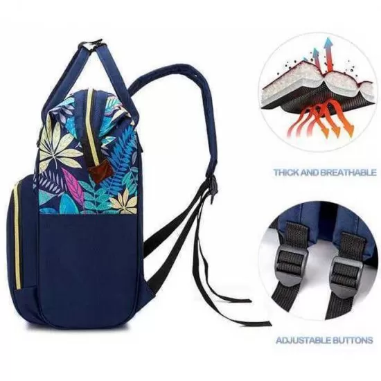 Rucsac multifunctional mamici Leaves Bambinice BN028 Albastru Rucsac multifunctional mamici Leaves Bambinice BN028 Albastru