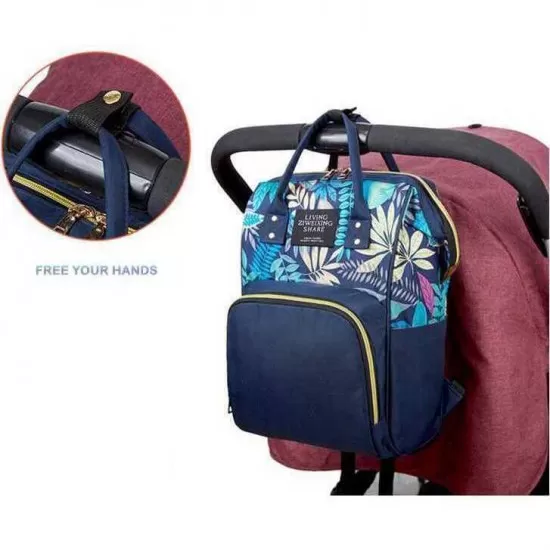 Rucsac multifunctional mamici Leaves Bambinice BN028 Albastru Rucsac multifunctional mamici Leaves Bambinice BN028 Albastru