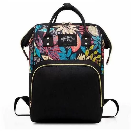 Rucsac multifunctional mamici Leaves Bambinice BN028 Negru Rucsac multifunctional mamici Leaves Bambinice BN028 Negru