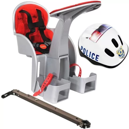 Scaun bicicleta copii SafeFront Clasic, Pozitie montare Centru, 15 Kg si si Casca Protectie XS 44-48 Police WeeRide WR09SKPL Gri/Rosu Scaun bicicleta copii SafeFront Clasic, Pozitie montare Centru, 15 Kg si si Casca Protectie XS 44-48 Police WeeRide WR09SKPL Gri/Rosu