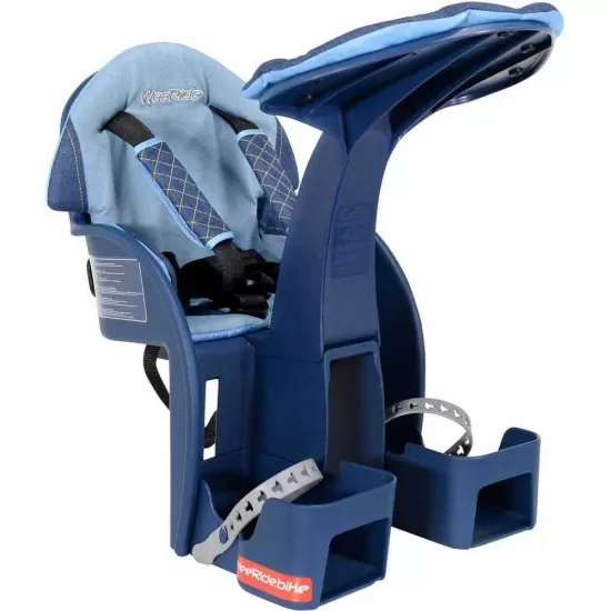 Scaun bicicleta copii SafeFront Deluxe,  Pozitie montare Centru, 15 Kg si Casca Protectie XS 44-48 Police WeeRide WR10SKPL Denim