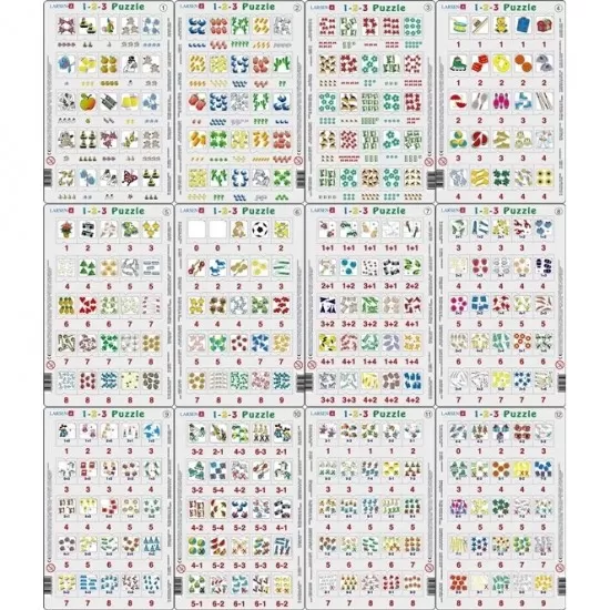 Set 12 Puzzle-uri 1-2-3, 25 Piese Larsen LRP46 Set 12 Puzzle-uri 1-2-3, 25 Piese Larsen LRP46