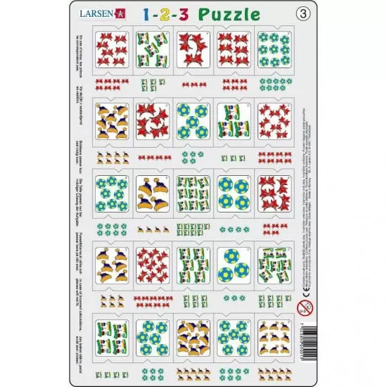 Set 12 Puzzle-uri 1-2-3, 25 Piese Larsen LRP46 Set 12 Puzzle-uri 1-2-3, 25 Piese Larsen LRP46